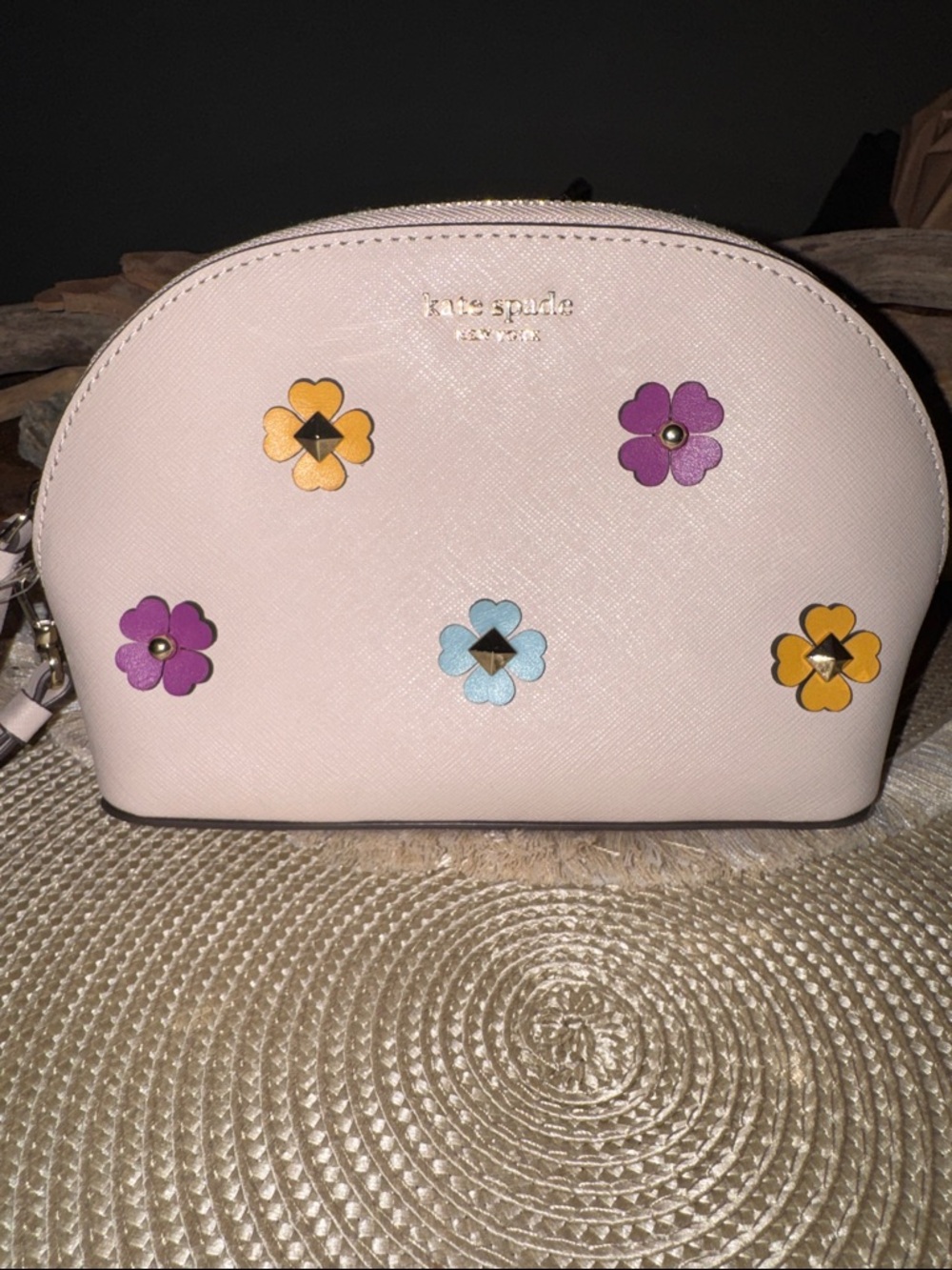 kate spade Pale Pink Floral Appliqué Cosmetic Case